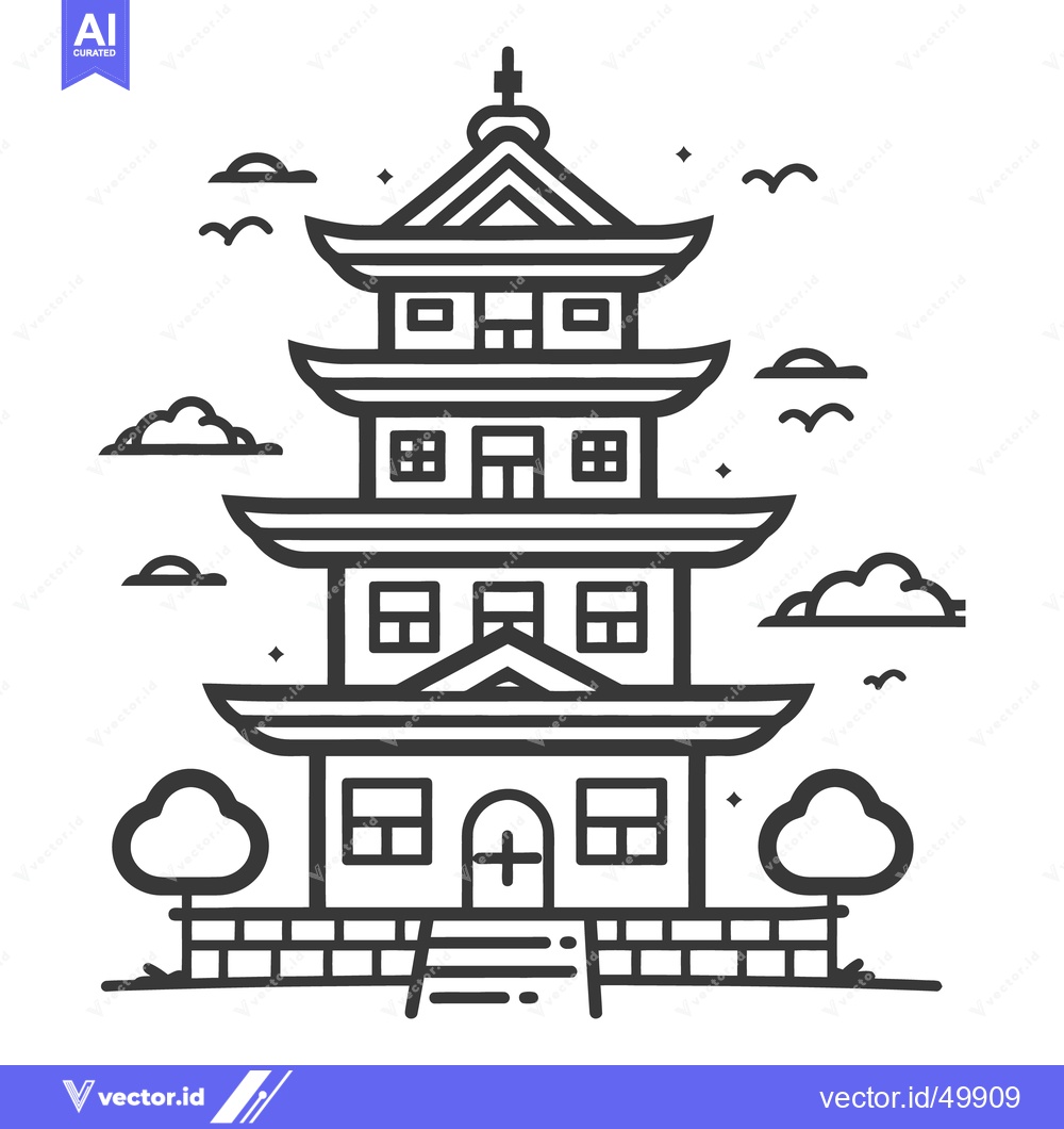 Premium Vector dari An Illustrative Depiction Of A Multitiered Pagoda Building Design