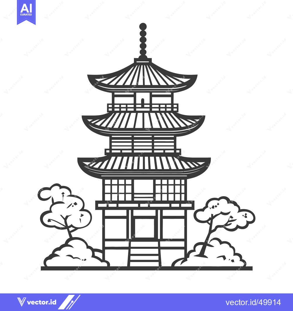 Premium Vector of An illustrative black and white image of a traditional tower structure