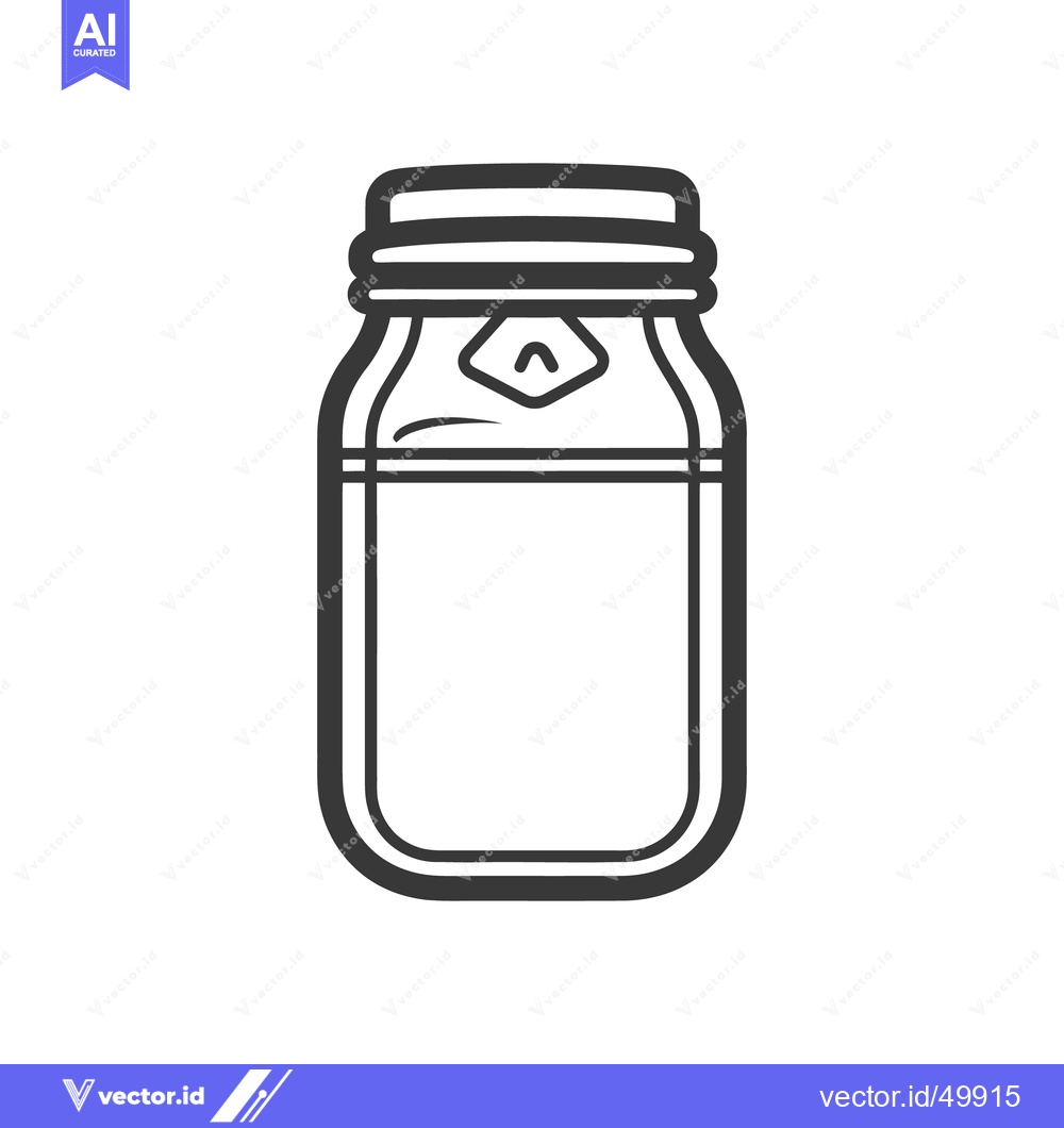 Premium Vector dari Simple black and white illustration of a glass jar with lid