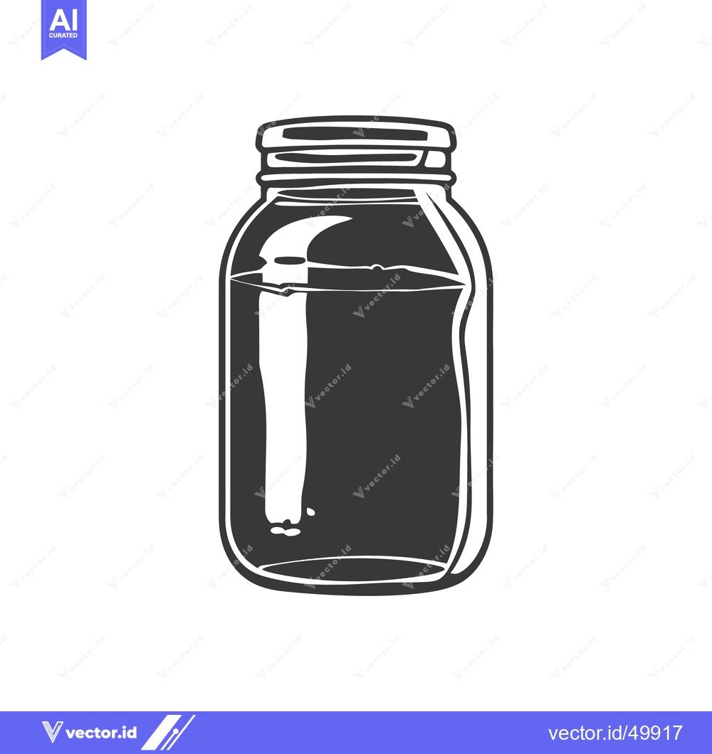 Premium Vector of A transparent glass jar with liquid and a metallic lid