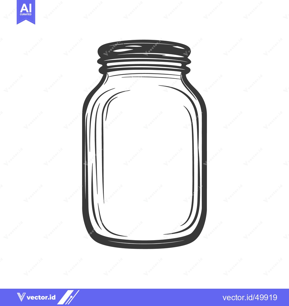 Premium Vector dari A grayscale illustration depicts an empty jar with a lid on top