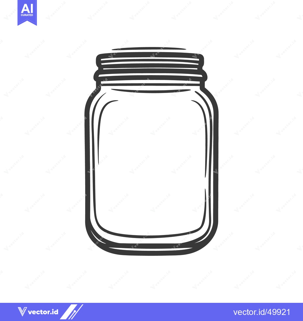 Premium Vector dari An outlined mason jar with a screw on lid is shown