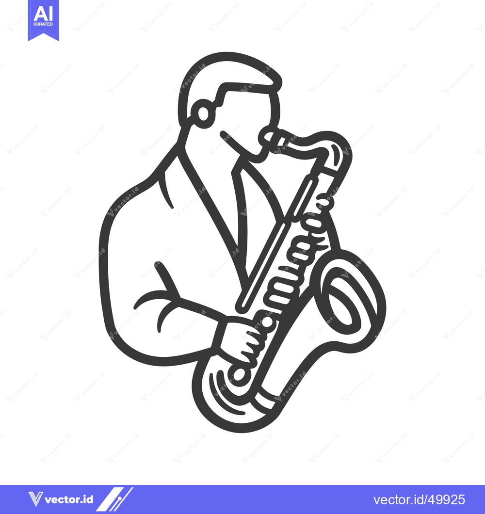 Premium Vector of A musician playing a saxophone instrument in a stylized illustration