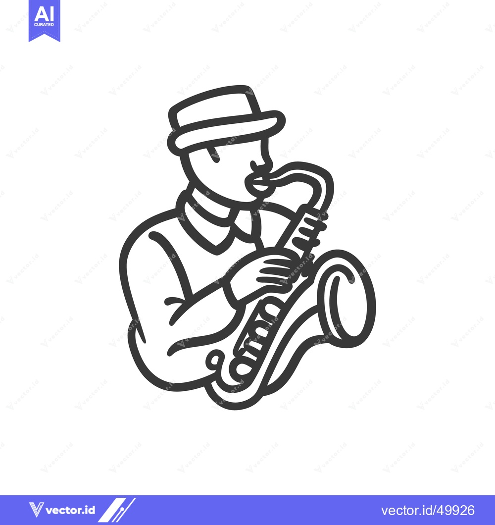 Premium Vector dari A stylized graphic illustration of a person playing a saxophone instru