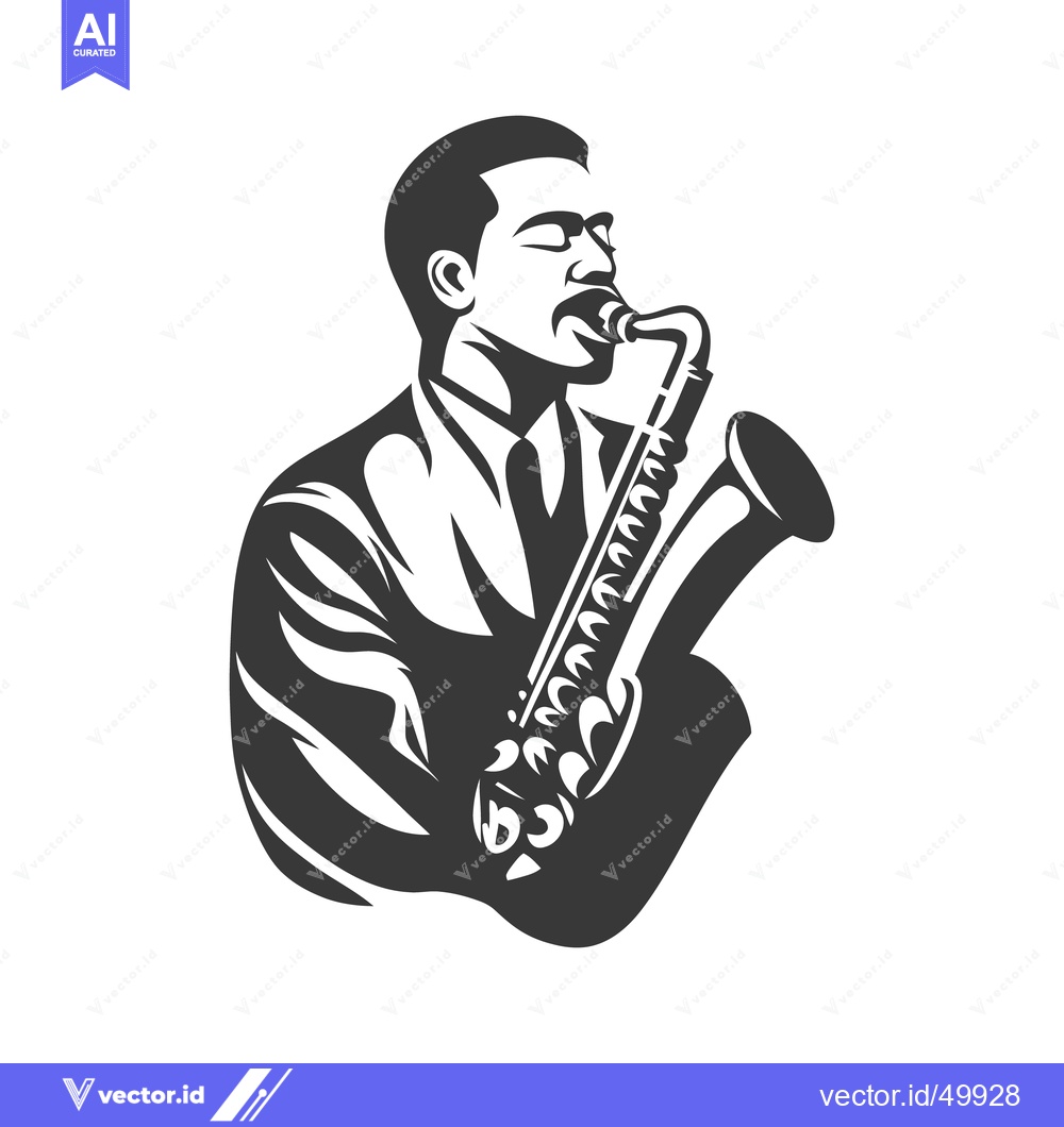Premium Vector dari A stylish monochrome depiction of a man playing saxophone music
