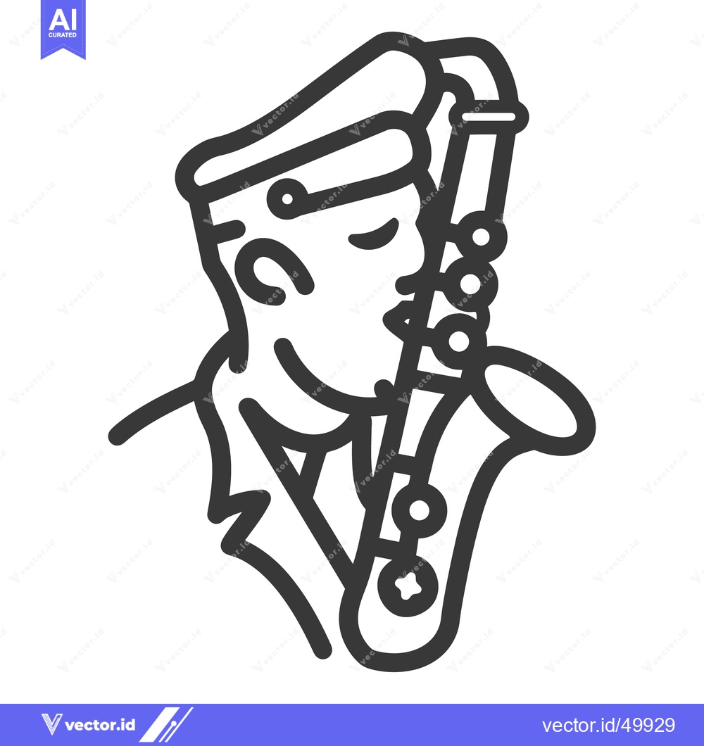 Premium Vector dari A musician wearing a cap plays a musical instrument with enjoyment