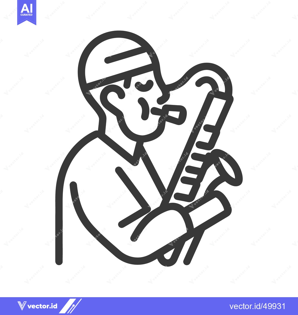 Premium Vector of A musician playing a wind instrument with a cap on their head