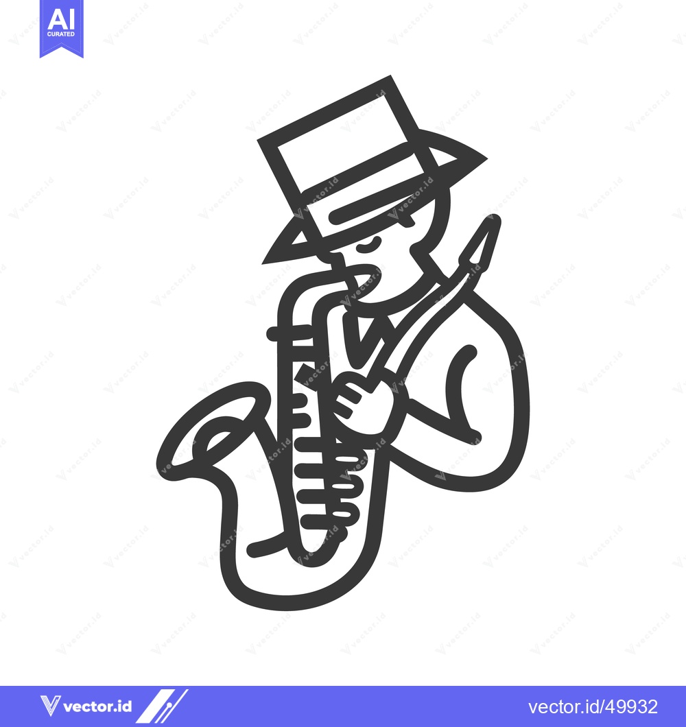 Premium Vector dari An outline illustration depicting a person playing a saxophone instrum