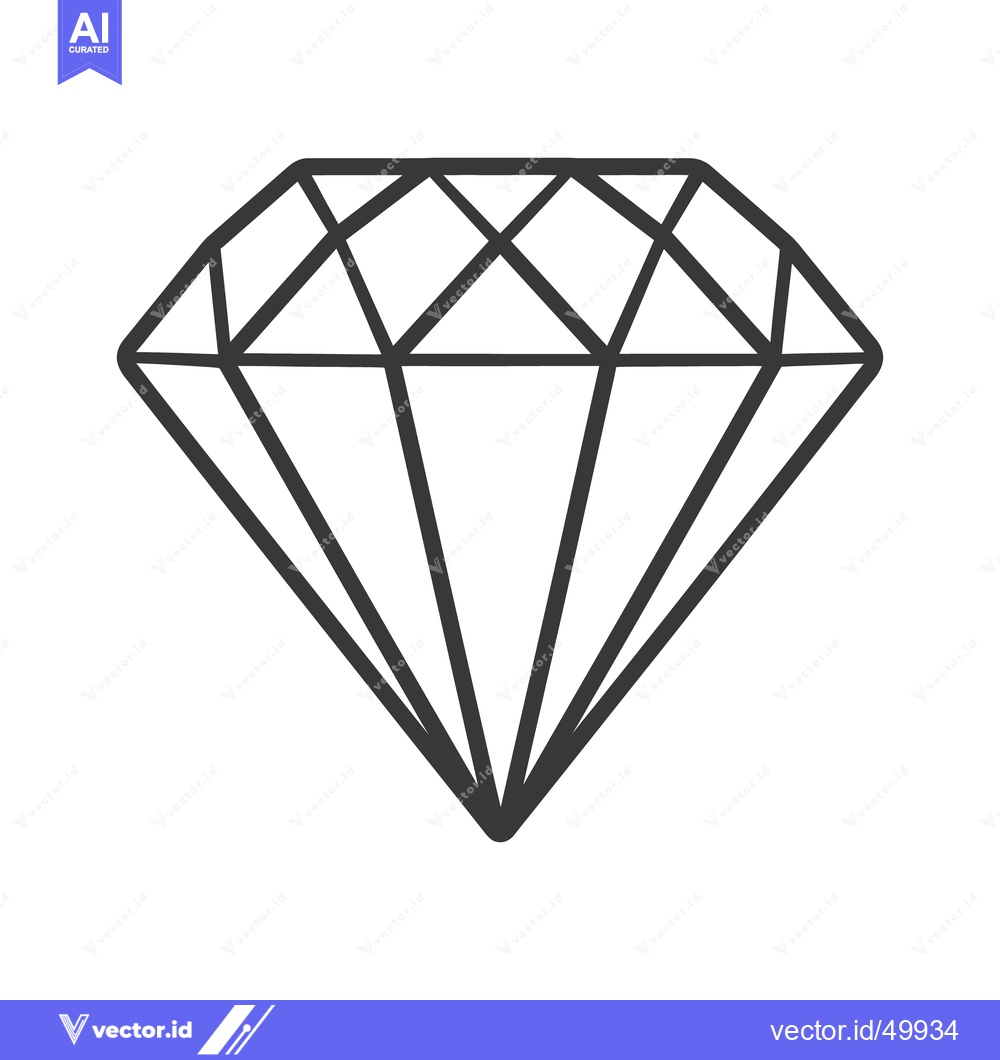 Premium Vector dari A simple outline drawing illustrating a faceted and symmetrical diamon