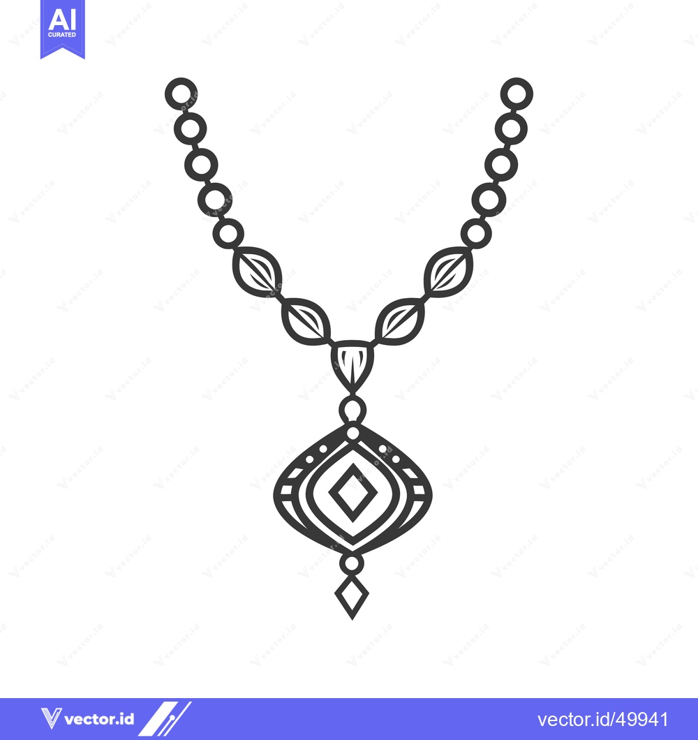 Premium Vector of Detailed illustration of an elegant necklace with a geometric pendant