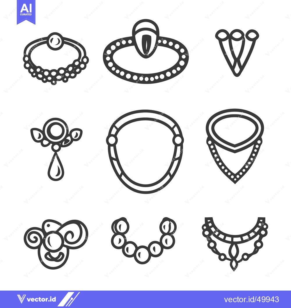 Premium Vector dari Various designs of necklaces bracelets and rings arranged in a pattern