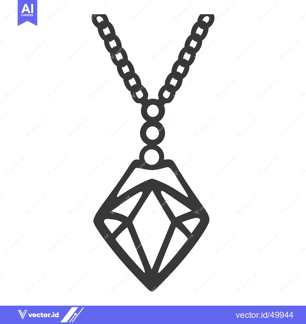 Premium Vector dari Detailed graphic illustration depicting a diamond pendant necklace des
