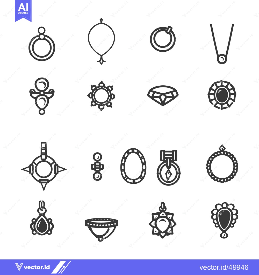 Premium Vector dari Minimalist designs representing various jewelry pendants and necklaces