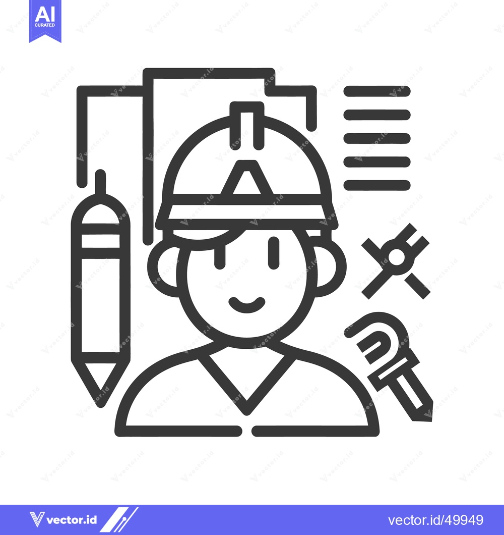 Premium Vector dari An icon depicting a construction worker with tools and a plan