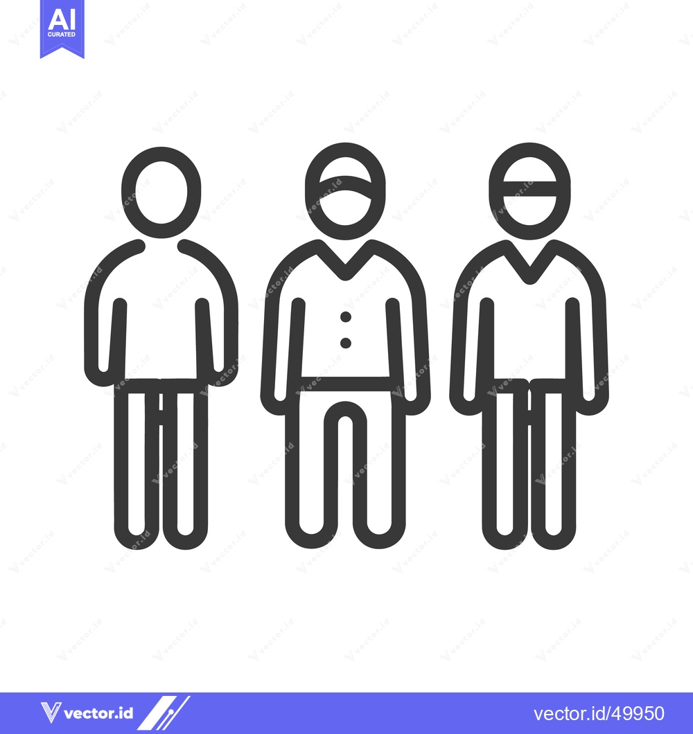 Premium Vector dari Simple line art illustration of three standing human figures