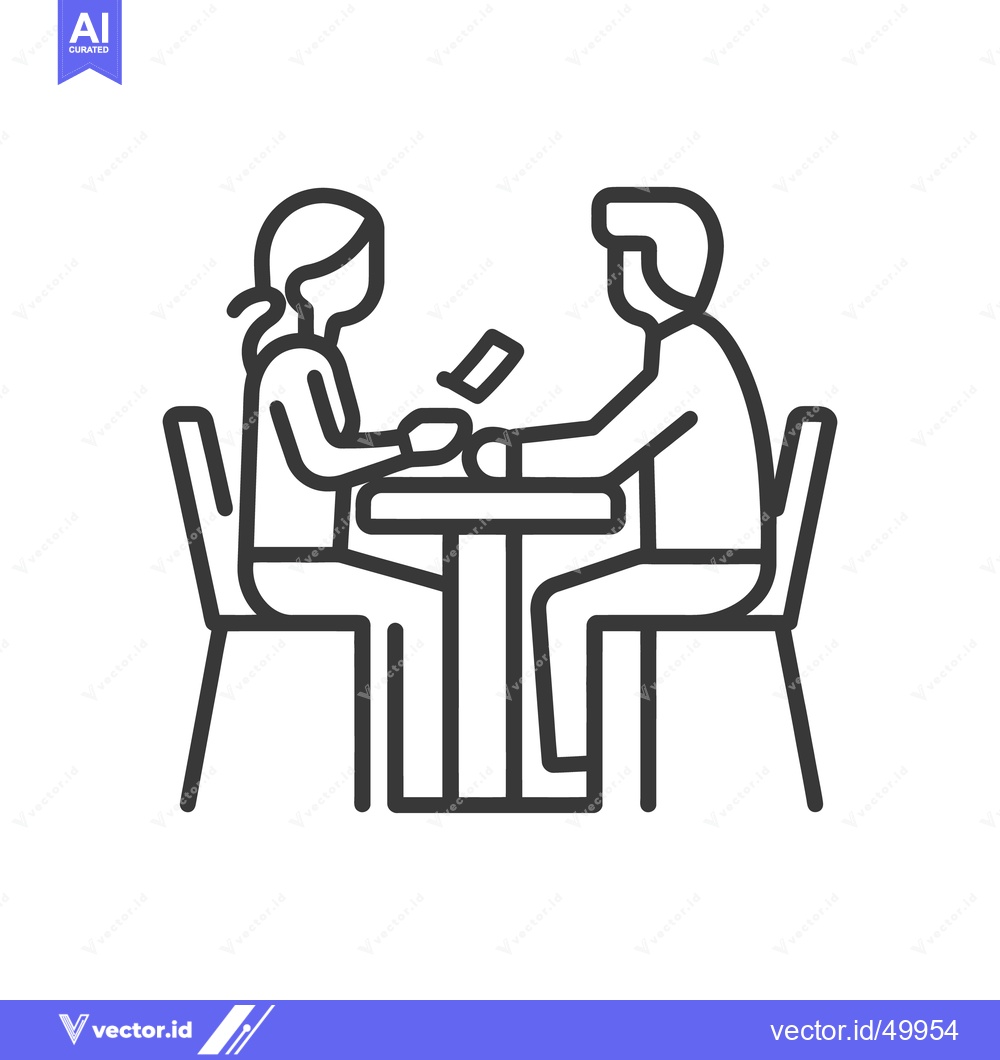 Premium Vector dari Two figures are seated at a table facing each other