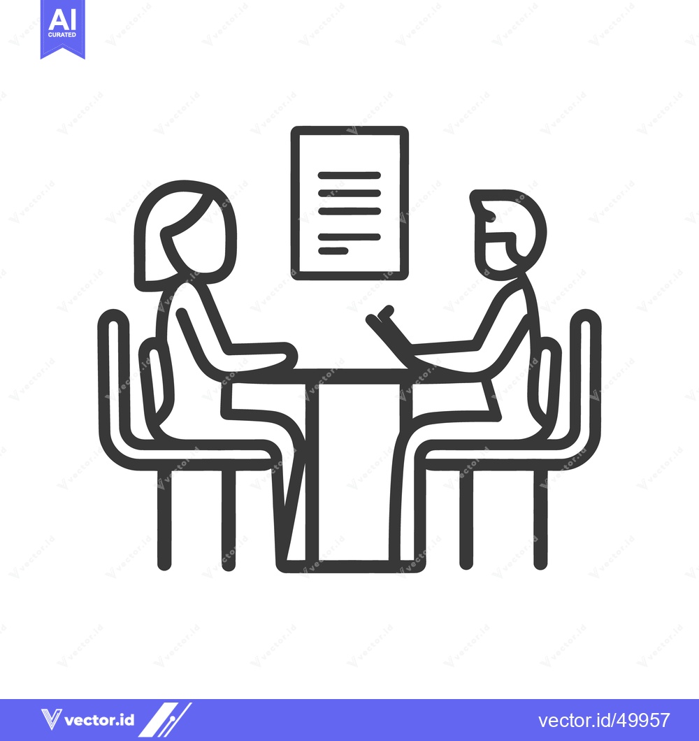 Premium Vector dari Two people sitting at a table in an interview setting
