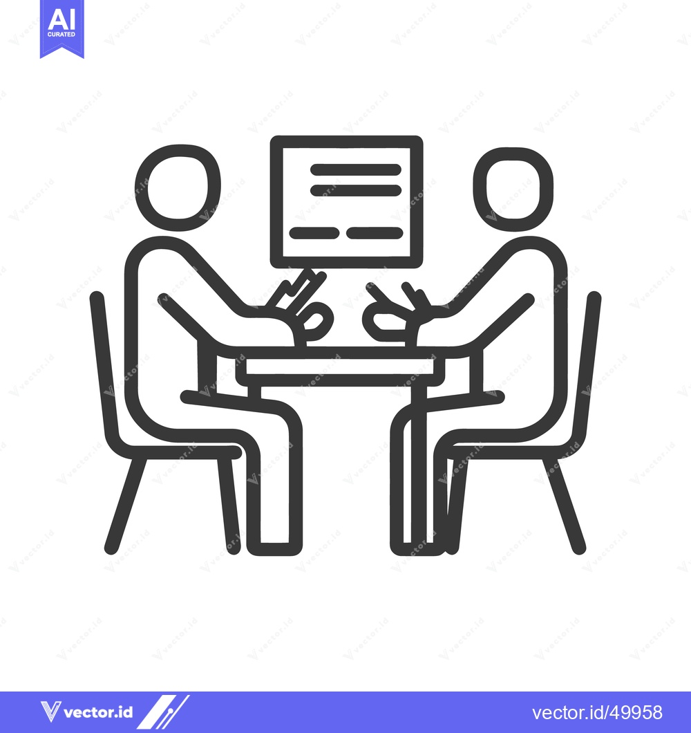 Premium Vector dari Two people are seated at a table discussing paperwork together