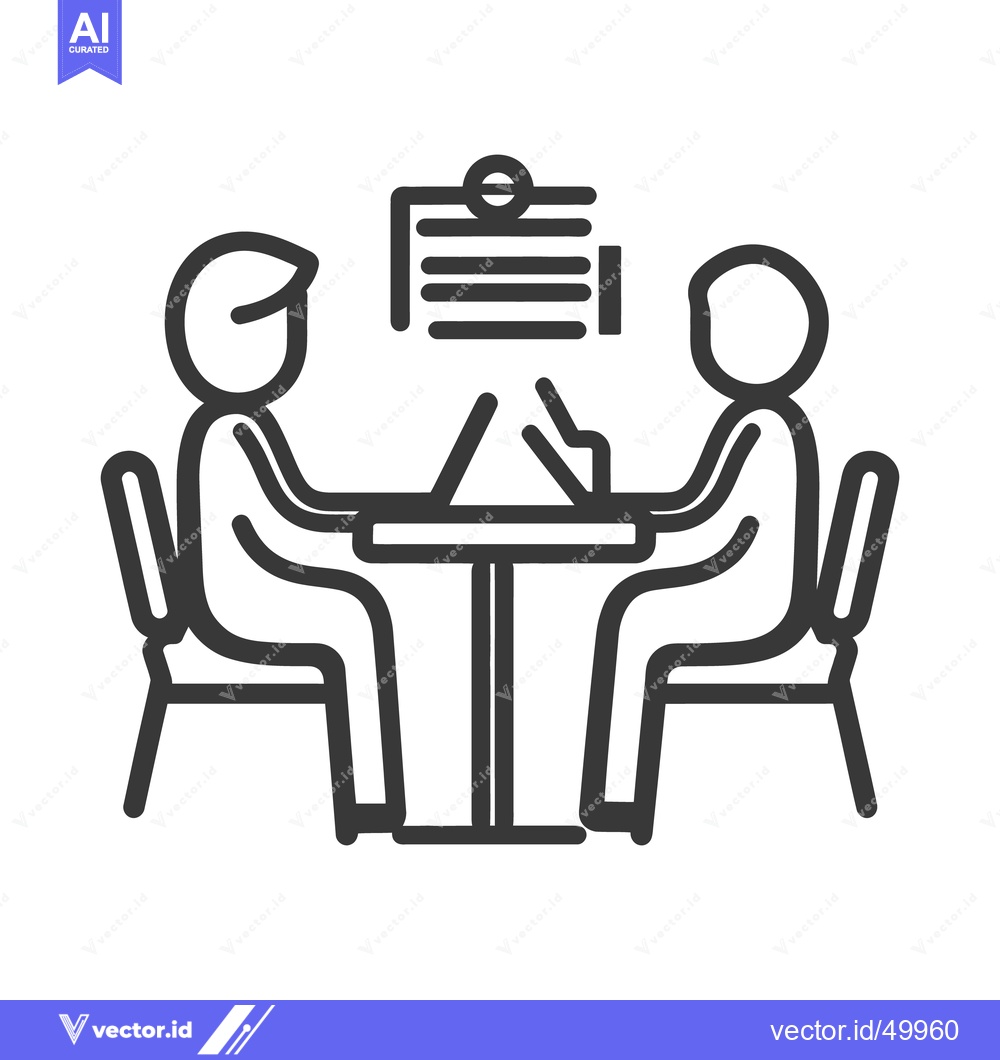Premium Vector of Two people are seated at a table during a meeting