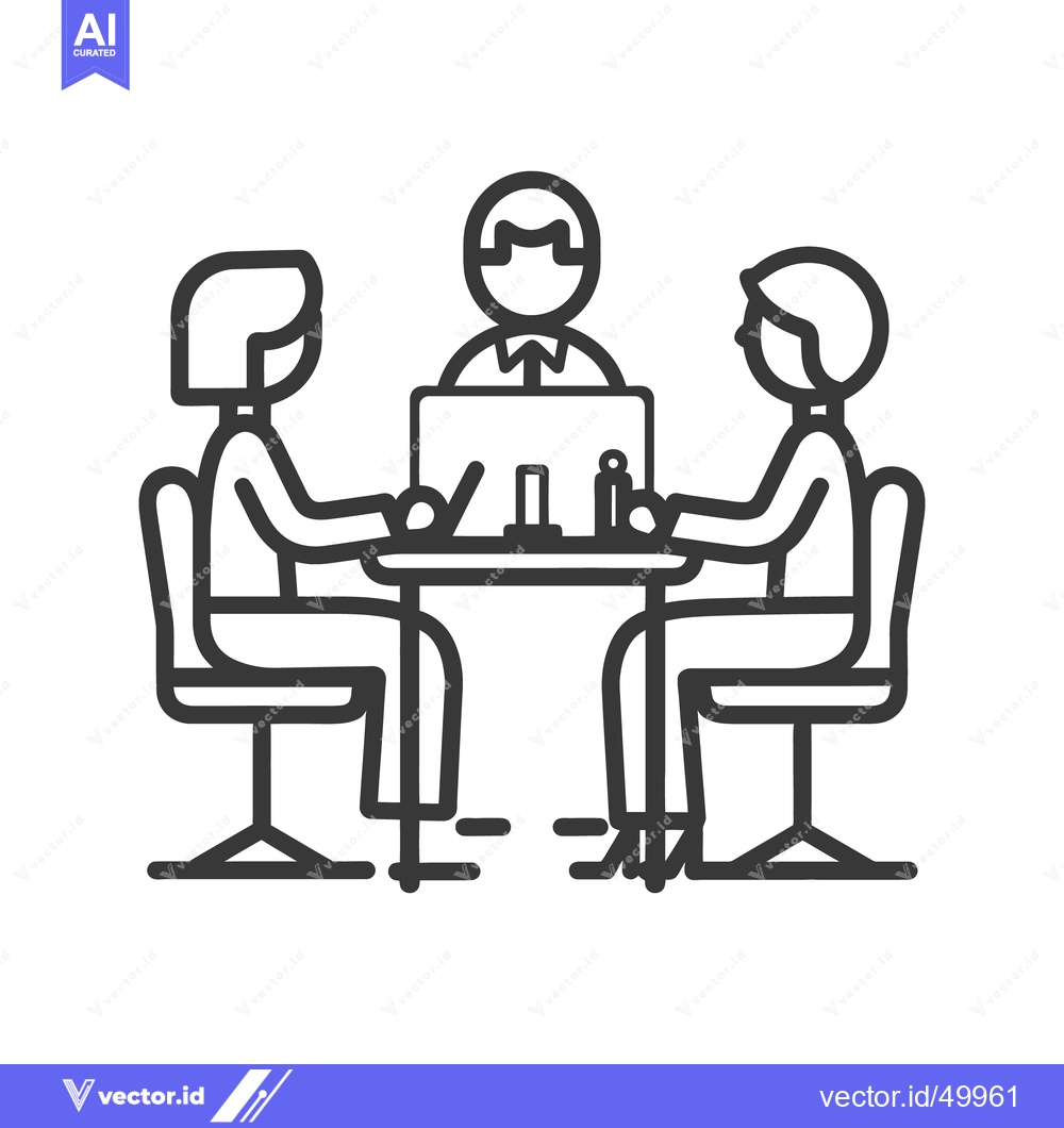 Premium Vector dari Three people are sitting around a table having a discussion