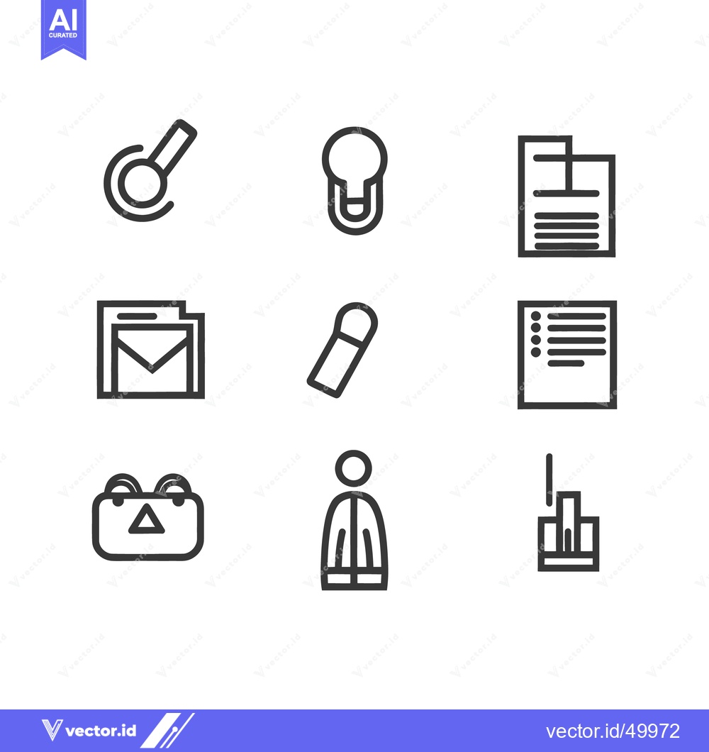 Premium Vector dari Minimalist Line Icons Representing Various Office Supplies and Concept