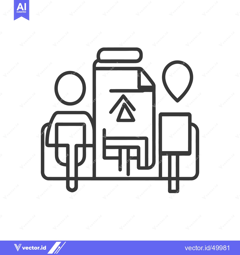 Premium Vector dari Two figures sit beside a building with an upward arrow
