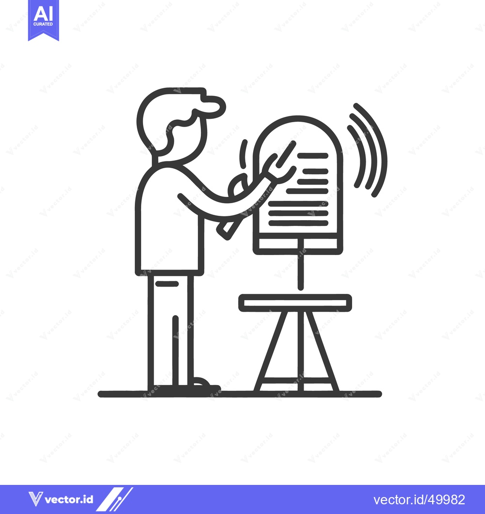 Premium Vector dari A person standing beside a microphone with sound waves