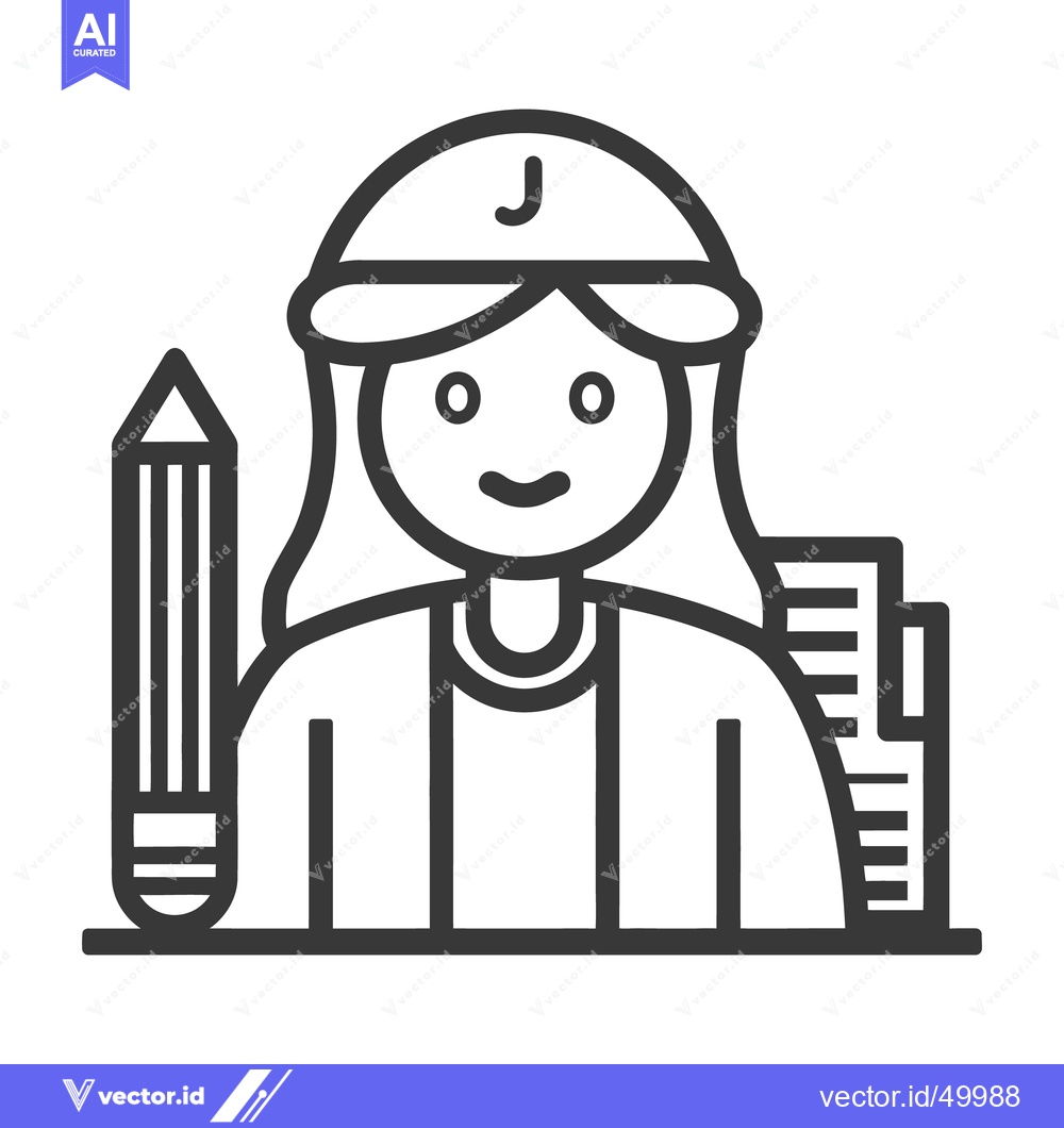 Premium Vector dari A female professional architect stands beside pencil and buildings