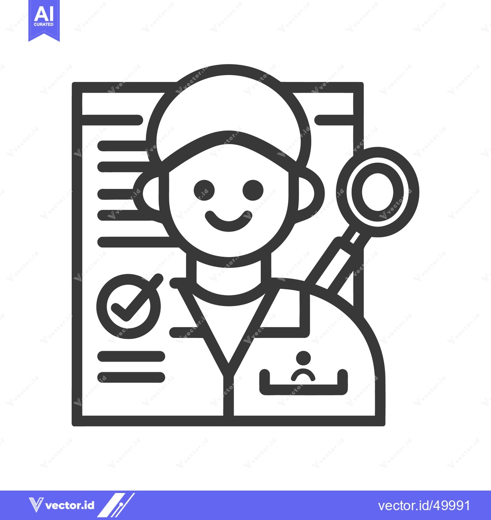 Premium Vector of A smiling medical professional reviewing a document with an instrument