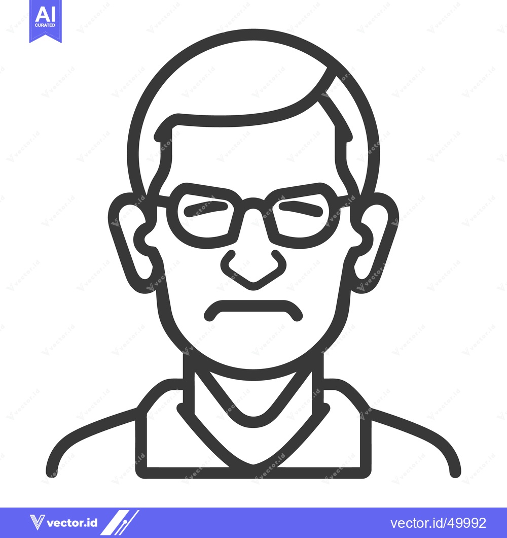 Premium Vector of A simple line art drawing of a person with glasses