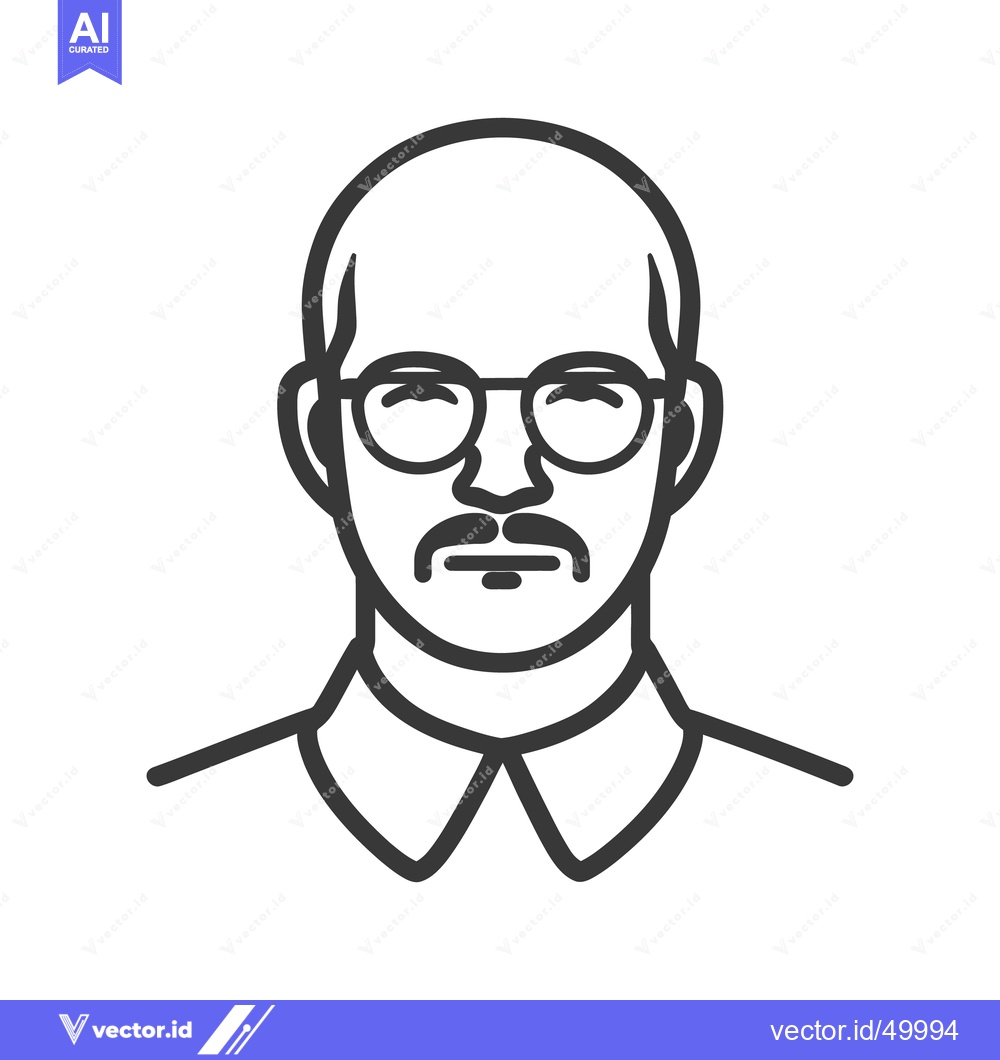 Premium Vector of A minimalist line drawing of a man with glasses and mustache