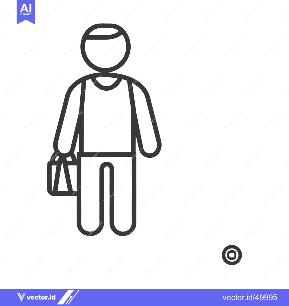 Premium Vector dari A simple line drawing of a person holding a bag