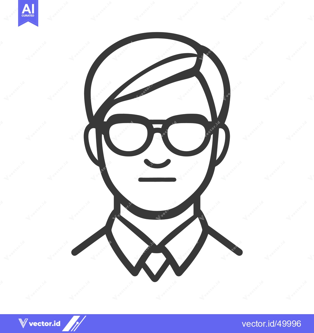 Premium Vector dari A monochrome line drawing of a person wearing glasses