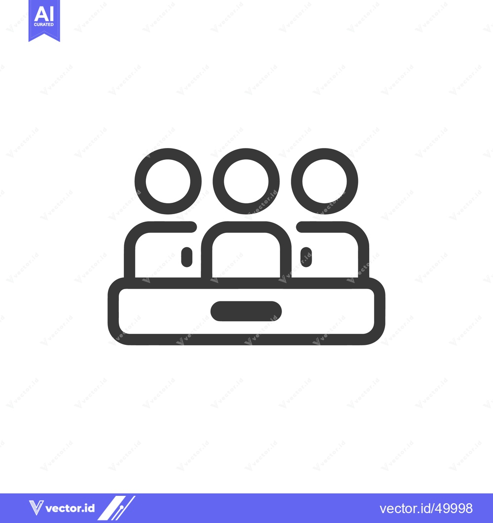 Premium Vector dari Minimalist Icon: Three People Behind a Desk, Dark Gray Outline on Whit