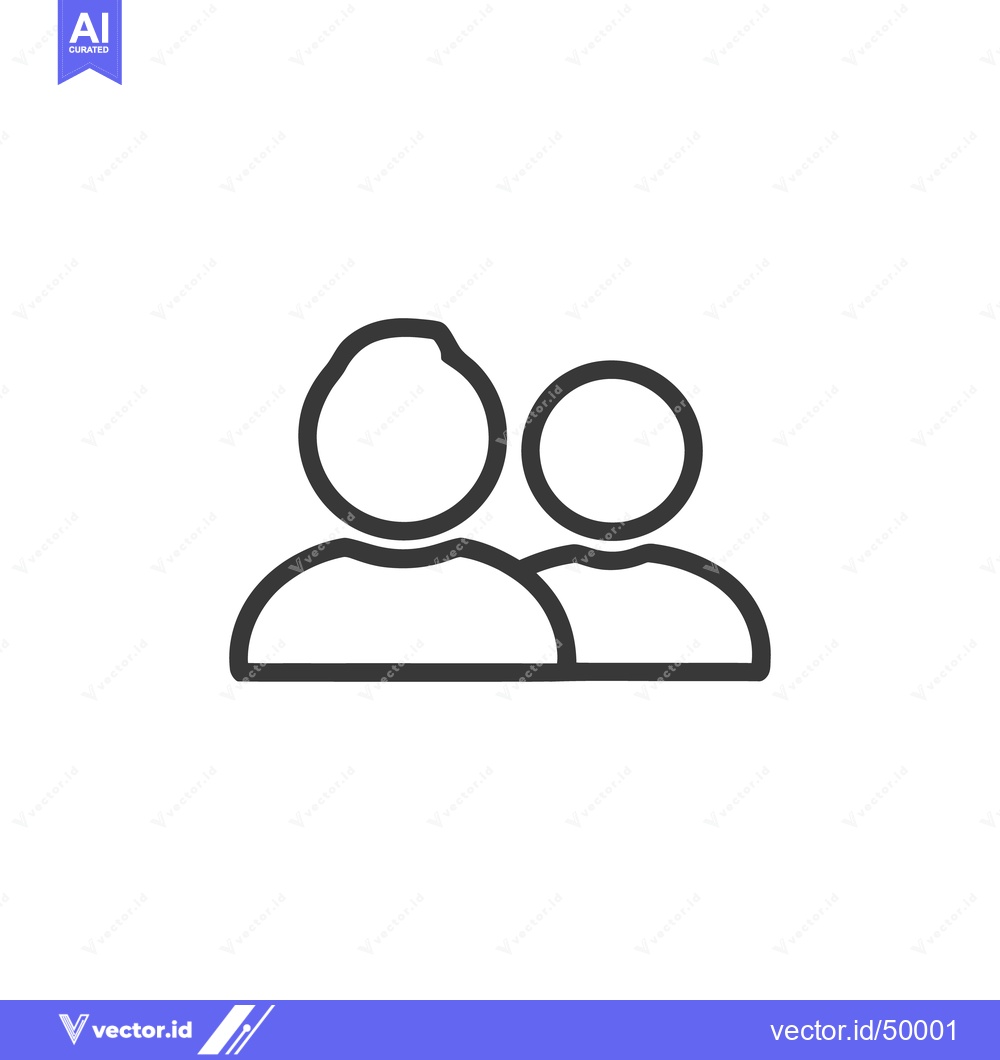 Premium Vector of Minimalist Icon of Two People, Teamwork, Collaboration, Outline Style