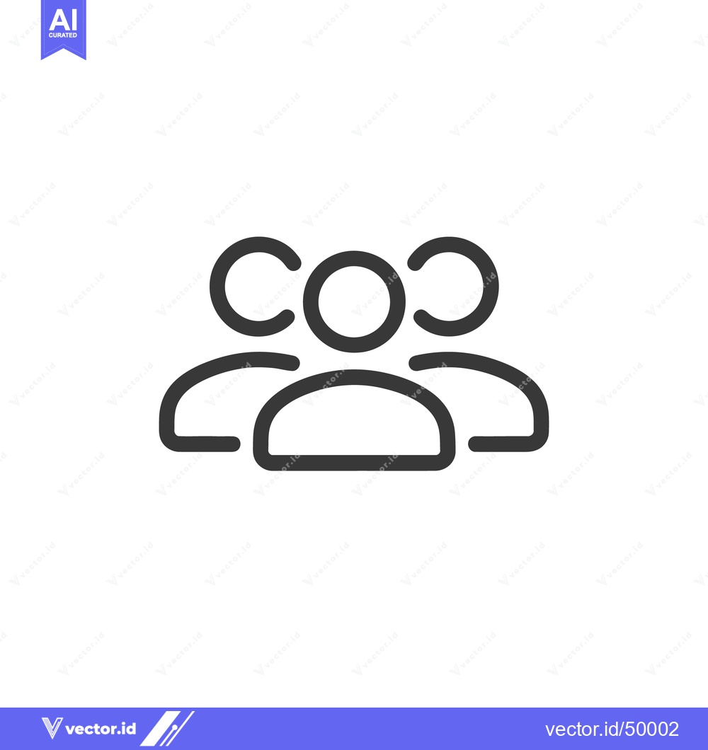 Premium Vector dari Minimalist Teamwork Icon: Three Figures in Simple Line Art