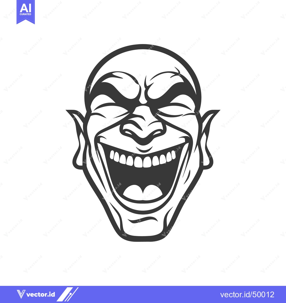 Premium Vector dari A grinning head illustration of a bald face with sharp ears
