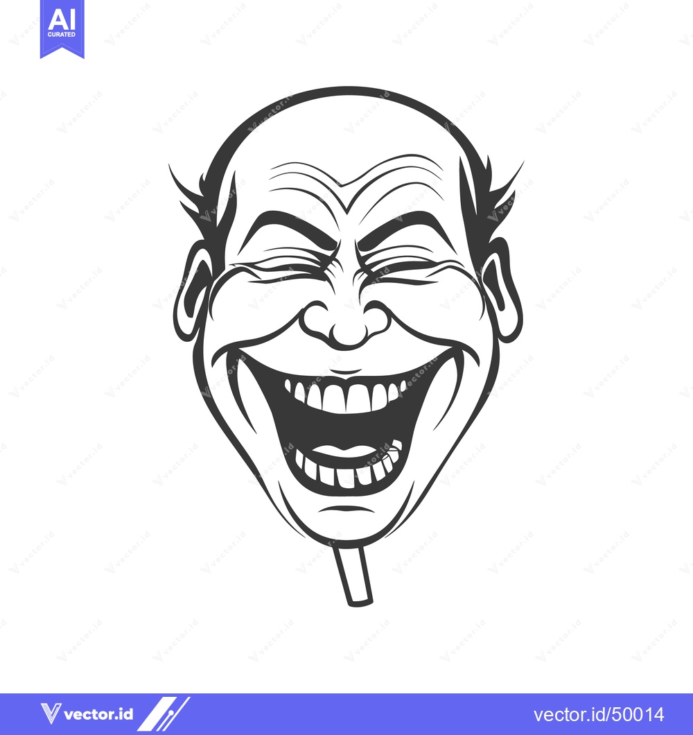 Premium Vector dari A cartoon depiction of a bald man laughing widely with joy