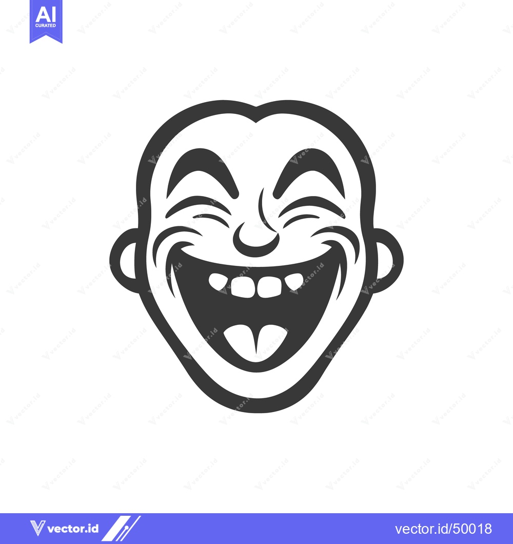 Premium Vector dari A joyful face expresses a large toothy smile with happiness