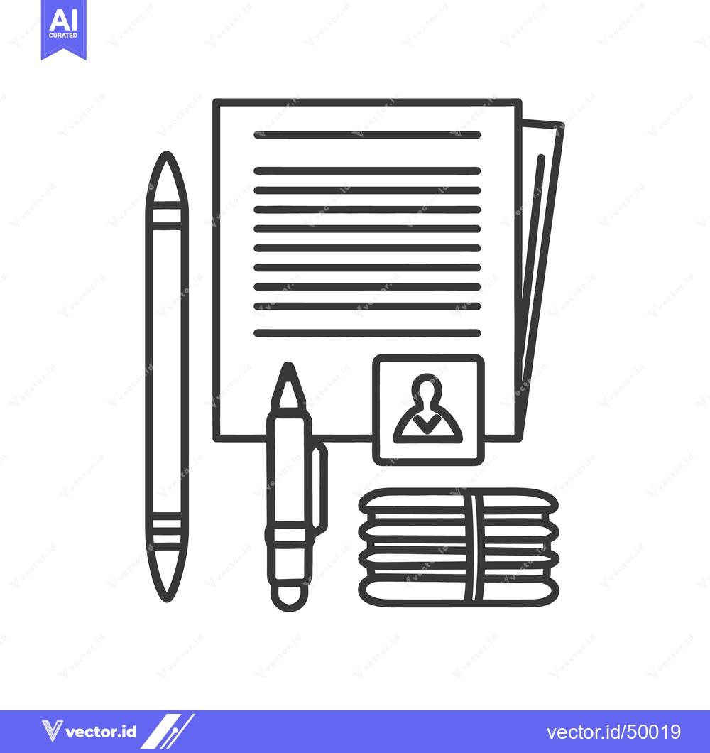 Premium Vector dari A line illustration depicting documents and writing instruments neatly