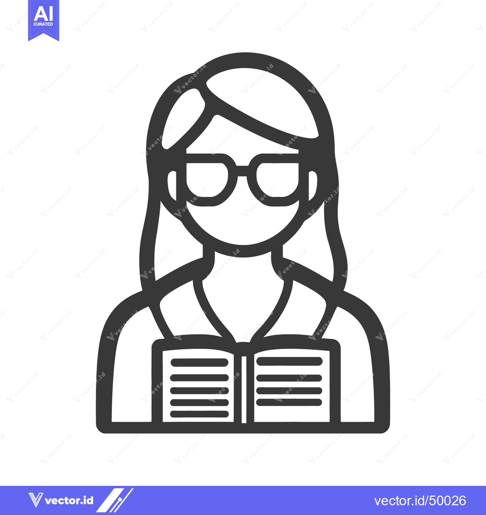 Premium Vector of A female person is wearing glasses and reading a book
