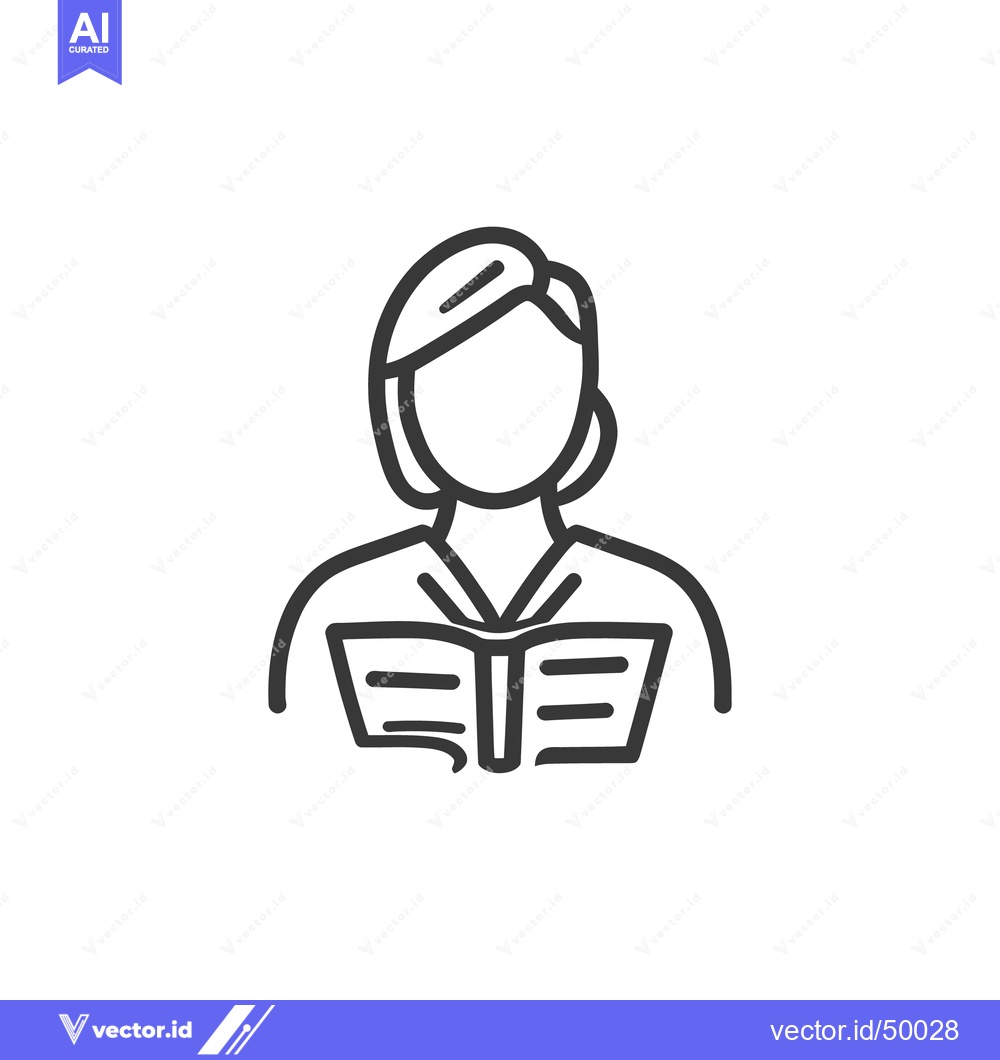 Premium Vector dari A simple black line drawing of a person reading a book