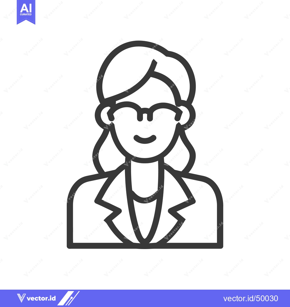 Premium Vector dari The outlined image shows a woman wearing glasses and blazer