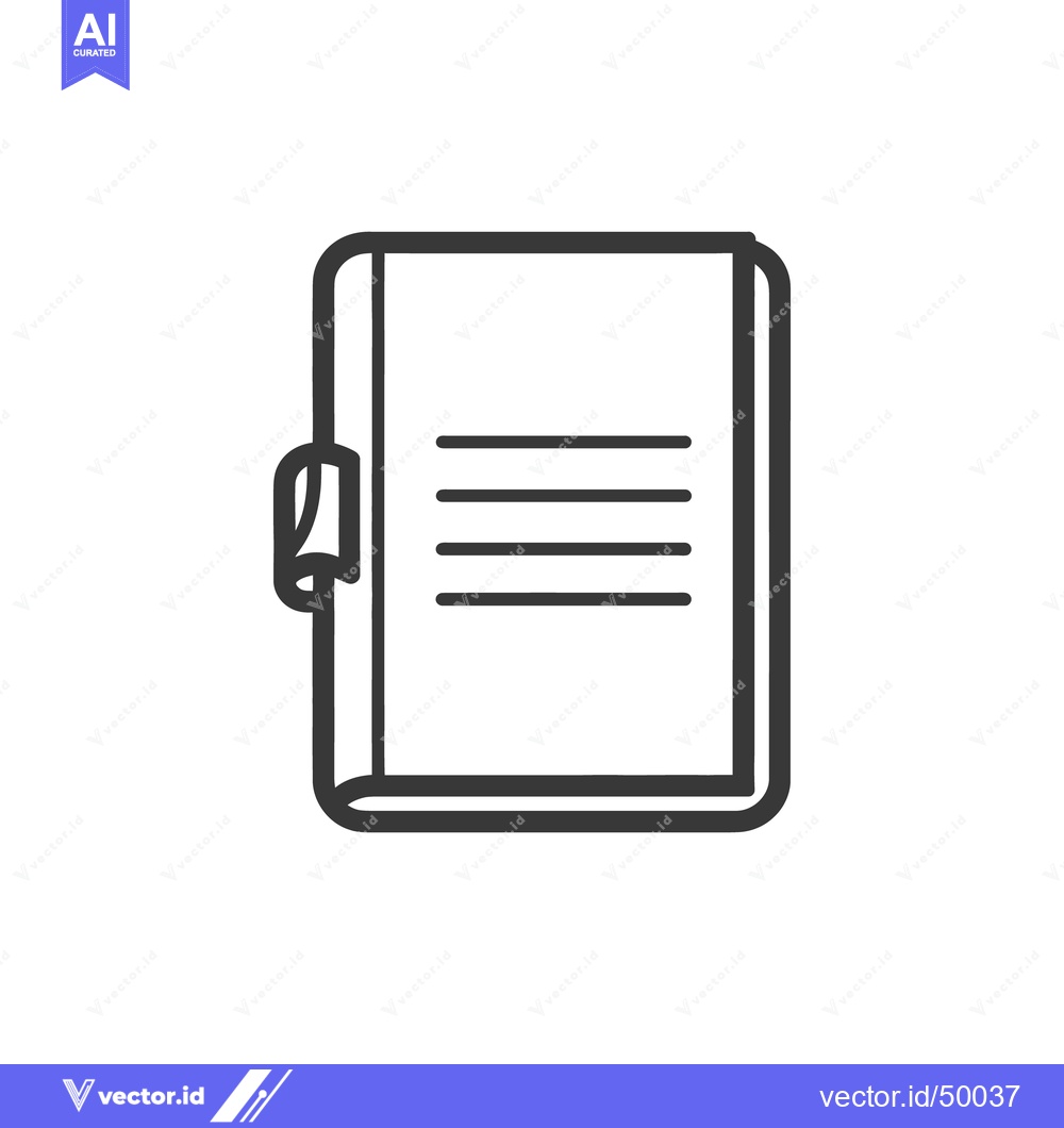 Premium Vector dari A closed notebook with lines and a decorative tab element