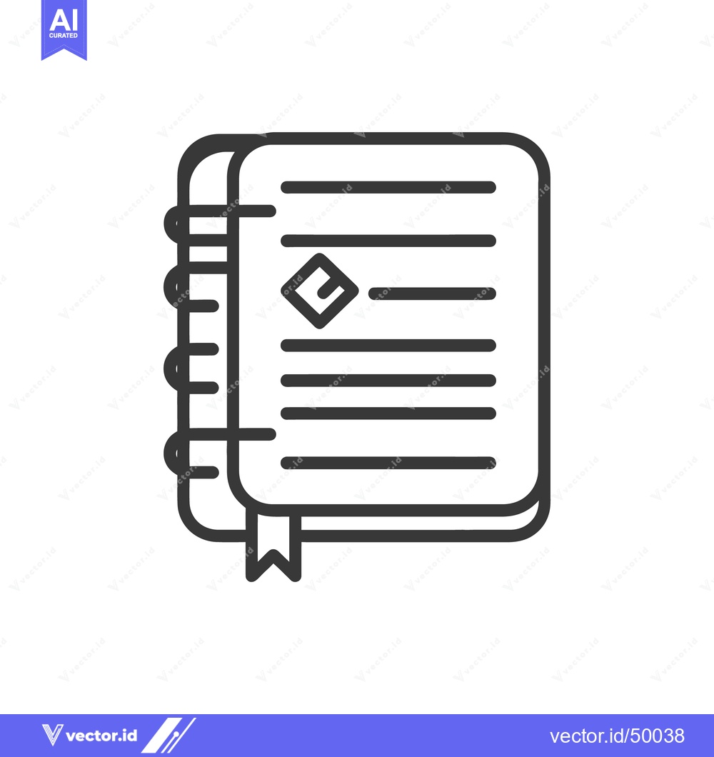 Premium Vector dari A simple black and white icon depicts a notebook with spiral binding