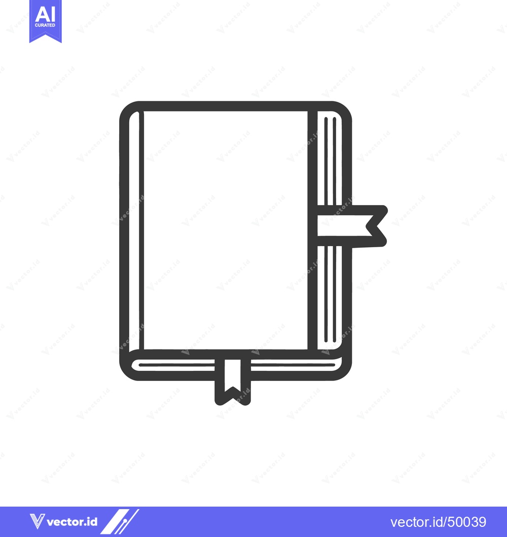 Premium Vector dari A Simple Black and White Book with Bookmark Illustrations Depicted