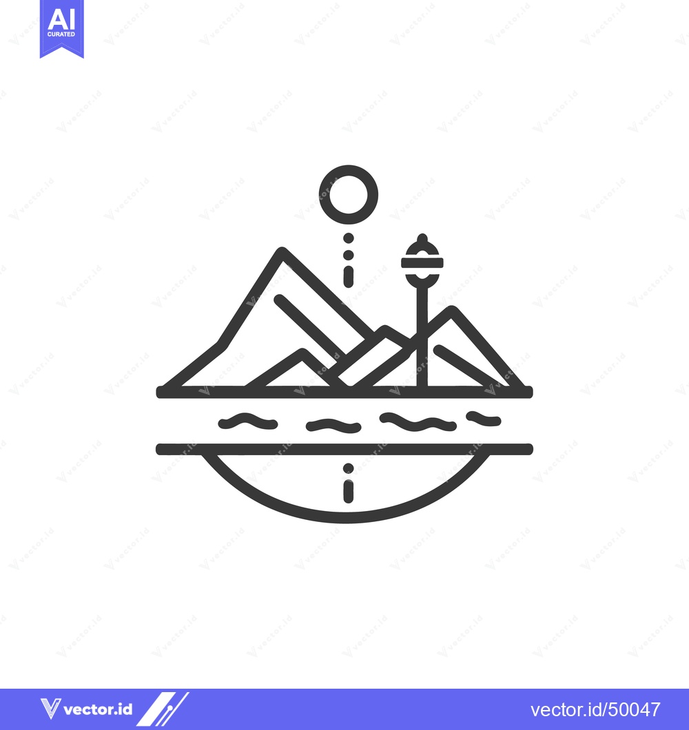 Premium Vector of An abstract linear illustration of a mountain city and sky