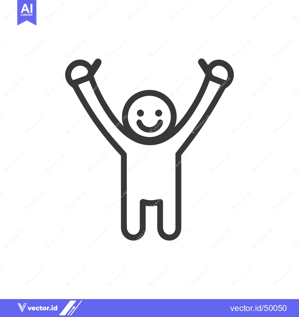 Premium Vector dari A smiling stick figure with arms raised in joyous celebration