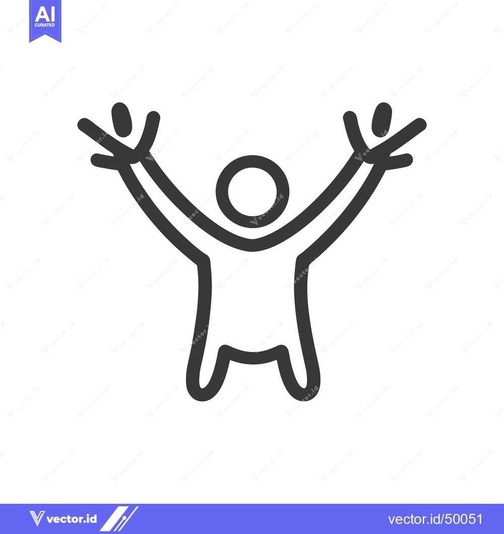 Premium Vector dari Simple outlined depiction of a person celebrating with arms raised