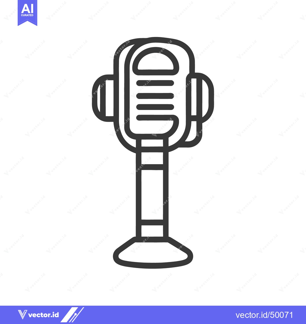 Premium Vector dari A vintage style microphone on a tall stationary stand